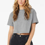 Bella + Canvas Womens Jersey Cropped Short Sleeve Crewneck T-Shirt - Heather Grey
