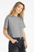 Bella + Canvas 6482 Womens Jersey Cropped Short Sleeve Crewneck T-Shirt Heather Grey Model Side