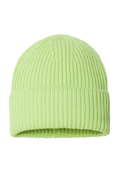 Atlantis Hats OAK Unisex Sustainable Chunky Rib Cuffed Beanie Acid Green Flat Front