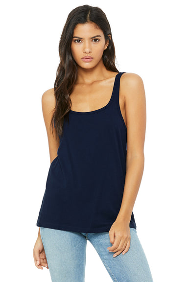 Bella + Canvas 6488 Womens Relaxed Jersey Tank Top Navy Blue Model Front