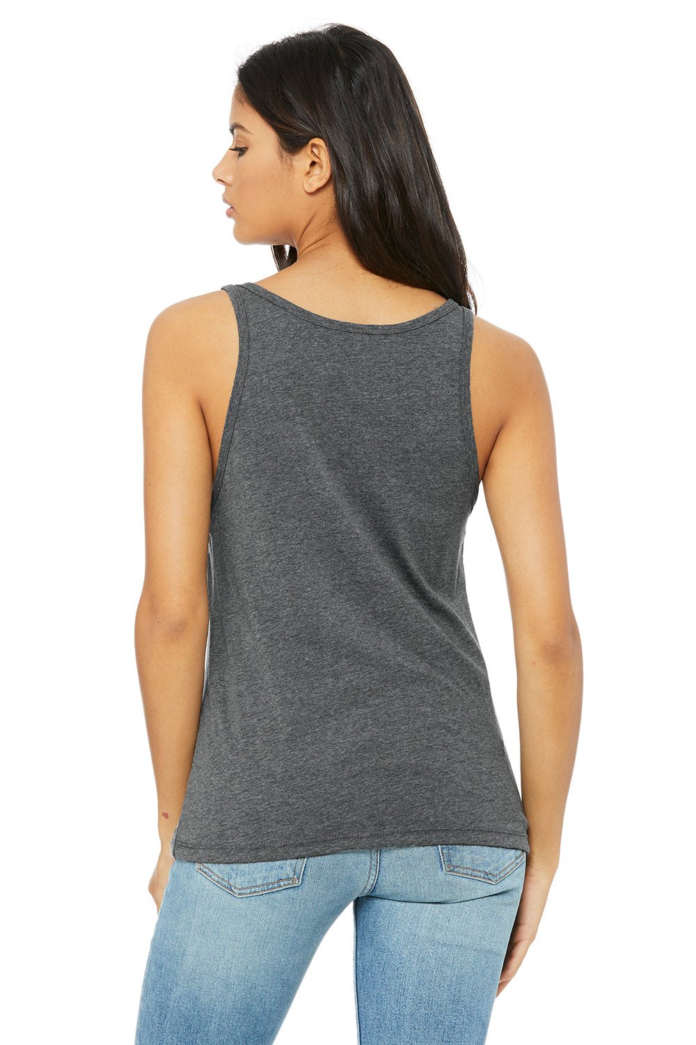 Bella + Canvas 6488 Womens Relaxed Jersey Tank Top Heather Deep Grey Model Back