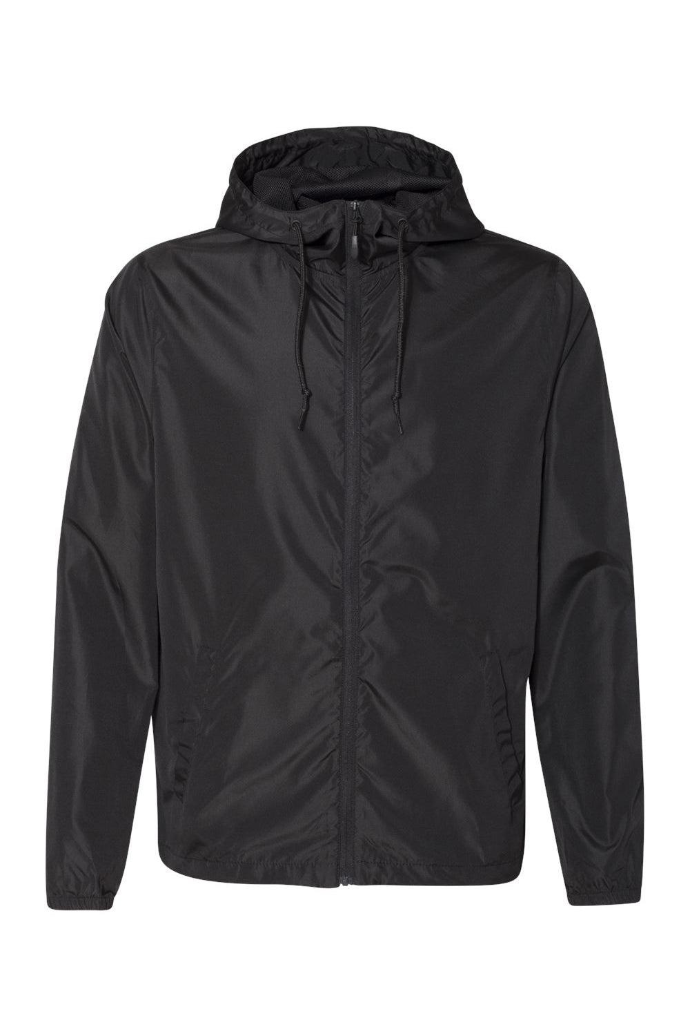 Independent Trading Co. EXP54LWZ Mens Full Zip Windbreaker Hooded Jacket Black Flat Front