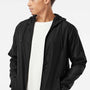 Independent Trading Company Mens Water Resistant Full Zip Windbreaker Hooded Jacket - Black
