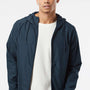 Independent Trading Company Mens Water Resistant Full Zip Windbreaker Hooded Jacket - Classic Navy Blue