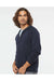 Independent Trading Co. PRM33SBZ Mens Special Blend Raglan Full Zip Hooded Sweatshirt Hoodie Classic Navy Blue Model Side