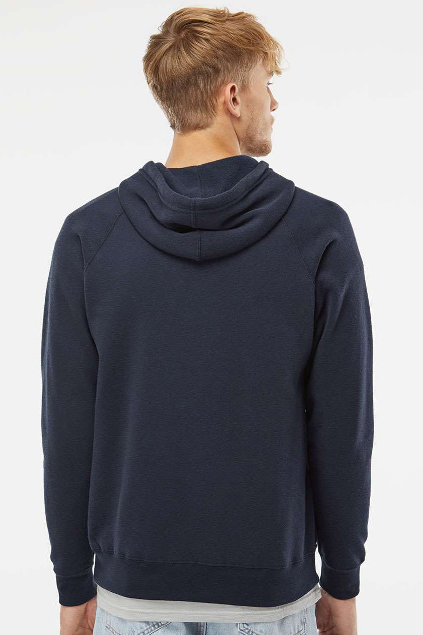 Independent Trading Company PRM33SBP Mens Special Blend Raglan Hooded Sweatshirt Hoodie w/ Pouch Pocket Classic Navy Blue Model Back