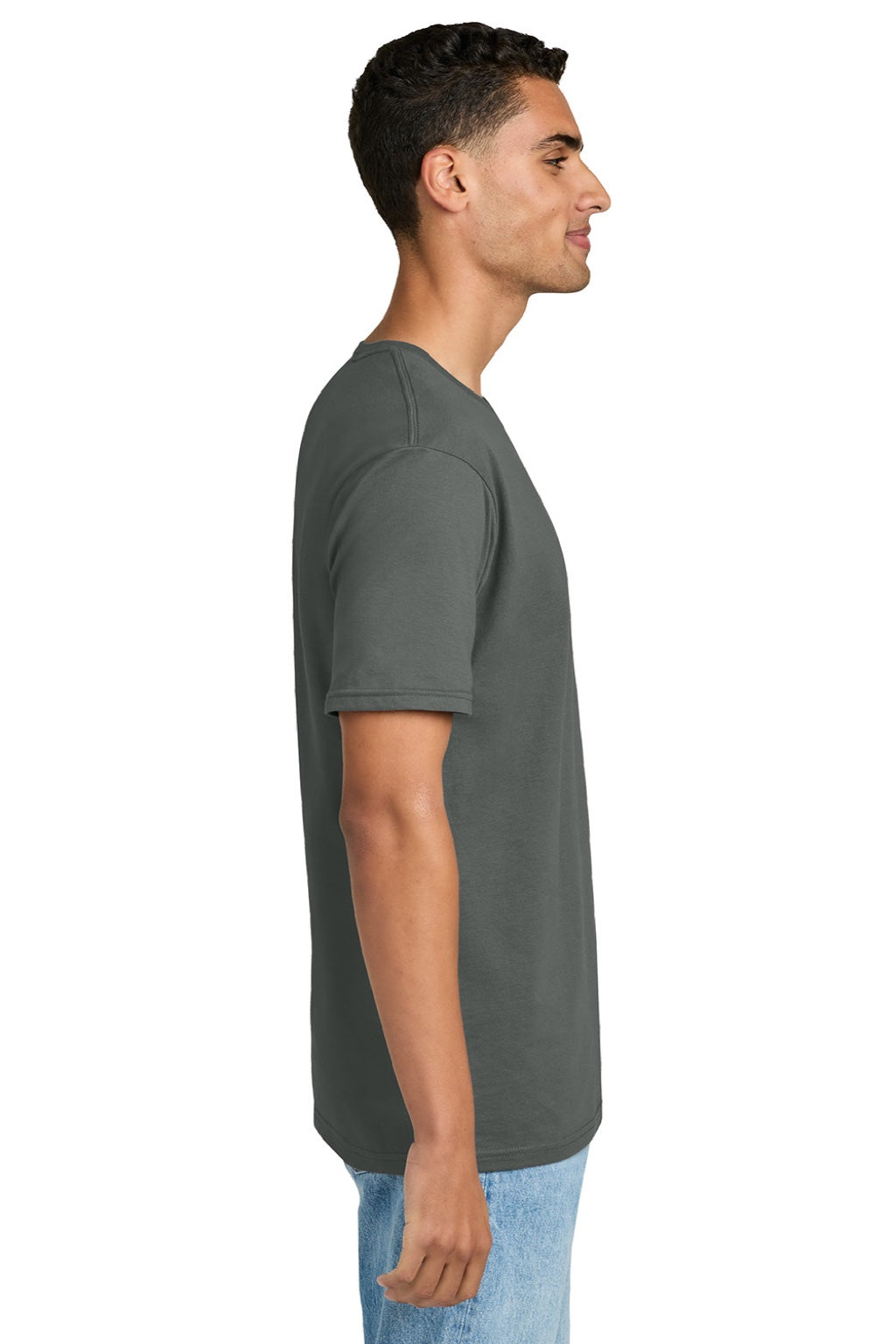Gildan 64PLSMA Mens Softstyle Plasma Print Short Sleeve Crewneck T-Shirt Charcoal Grey Model Side