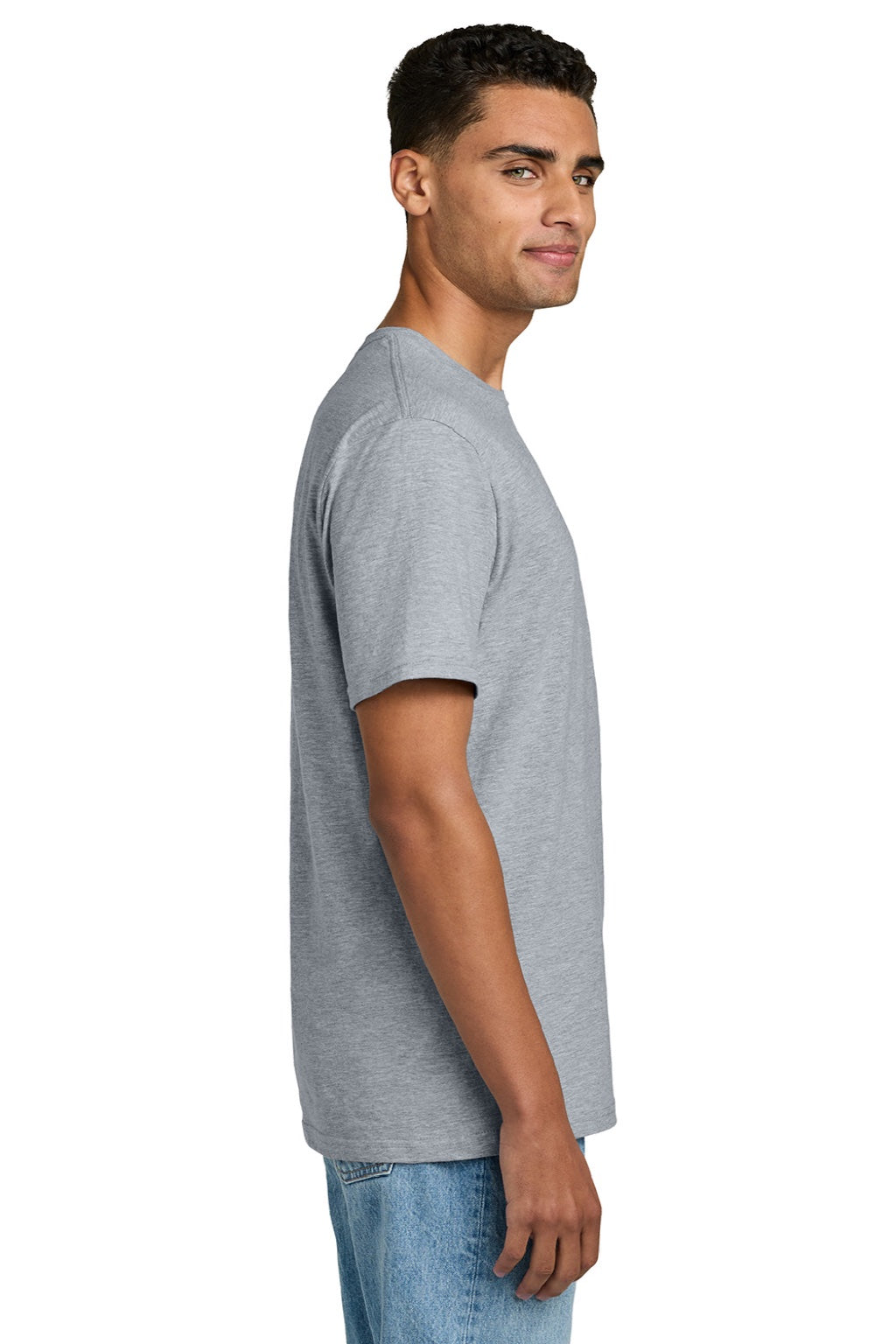 Gildan 64PLSMA Mens Softstyle Plasma Print Short Sleeve Crewneck T-Shirt Sport Grey Model Side