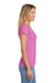 Gildan 64V00L Womens Softstyle Short Sleeve V-Neck T-Shirt Azalea Pink Model Side