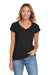 Gildan 64V00L Womens Softstyle Short Sleeve V-Neck T-Shirt Black Model Front