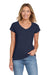 Gildan 64V00L Womens Softstyle Short Sleeve V-Neck T-Shirt Navy Blue Model Front