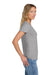 Gildan 64V00L Womens Softstyle Short Sleeve V-Neck T-Shirt Sport Grey Model Side