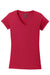 Gildan 64V00L Womens Softstyle Short Sleeve V-Neck T-Shirt Cherry Red Flat Front