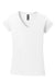 Gildan 64V00L Womens Softstyle Short Sleeve V-Neck T-Shirt White Flat Front