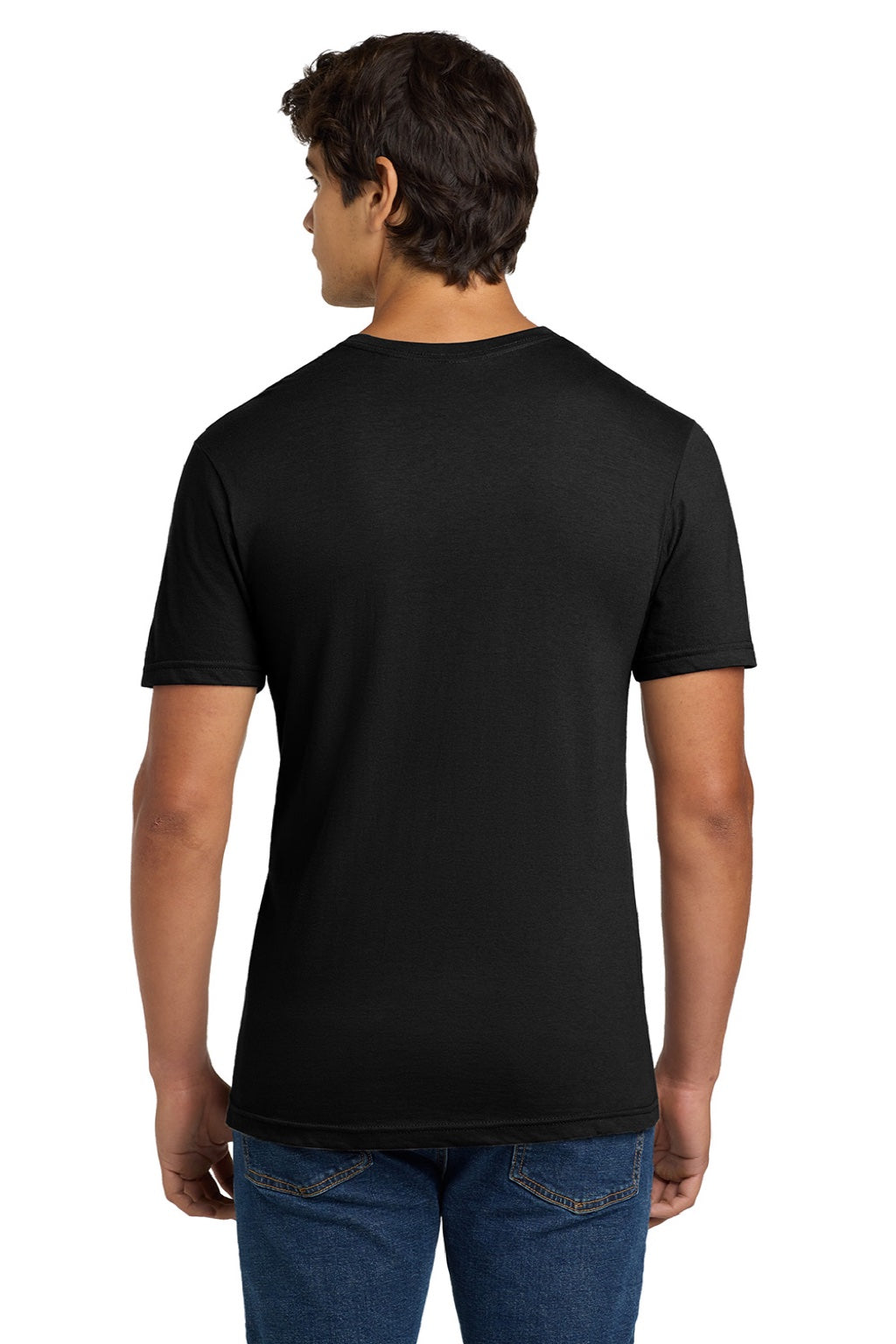 Gildan 64V00 Mens Softstyle Short Sleeve V-Neck T-Shirt Black Model Back