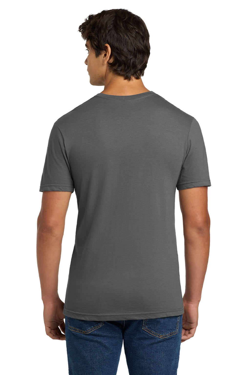 Gildan 64V00 Mens Softstyle Short Sleeve V-Neck T-Shirt Charcoal Grey Model Back