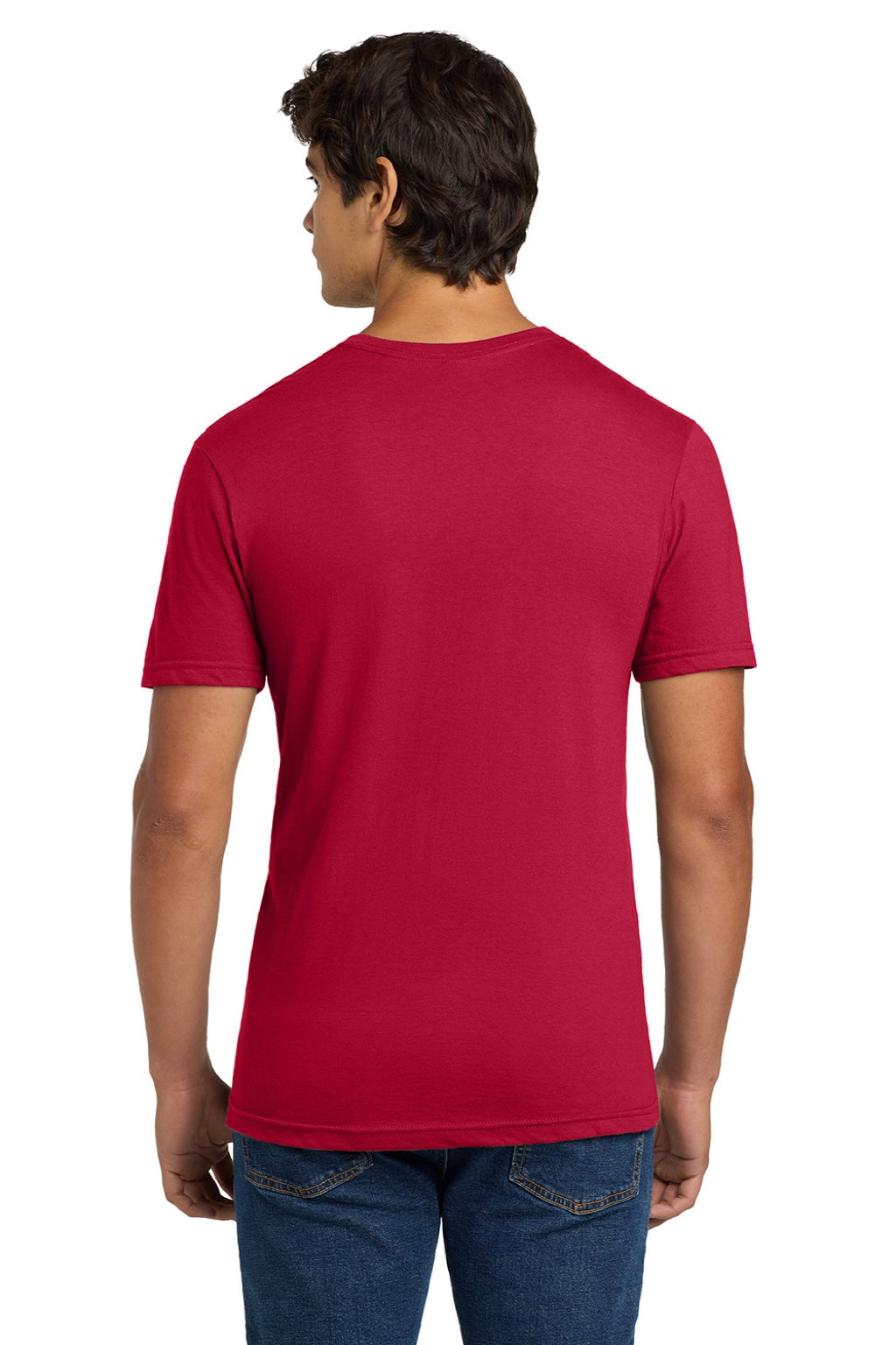 Gildan 64V00 Mens Softstyle Short Sleeve V-Neck T-Shirt Cherry Red Model Back