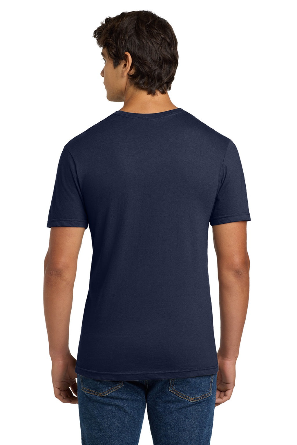 Gildan 64V00 Mens Softstyle Short Sleeve V-Neck T-Shirt Navy Blue Model Back