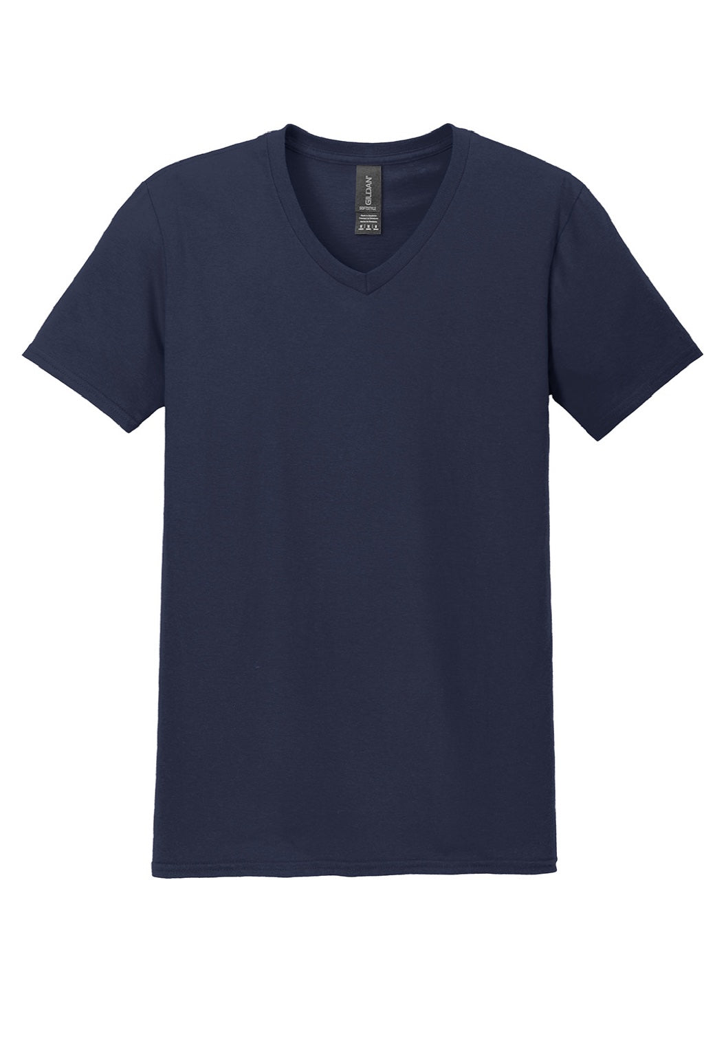 Gildan 64V00 Mens Softstyle Short Sleeve V-Neck T-Shirt Navy Blue Flat Front