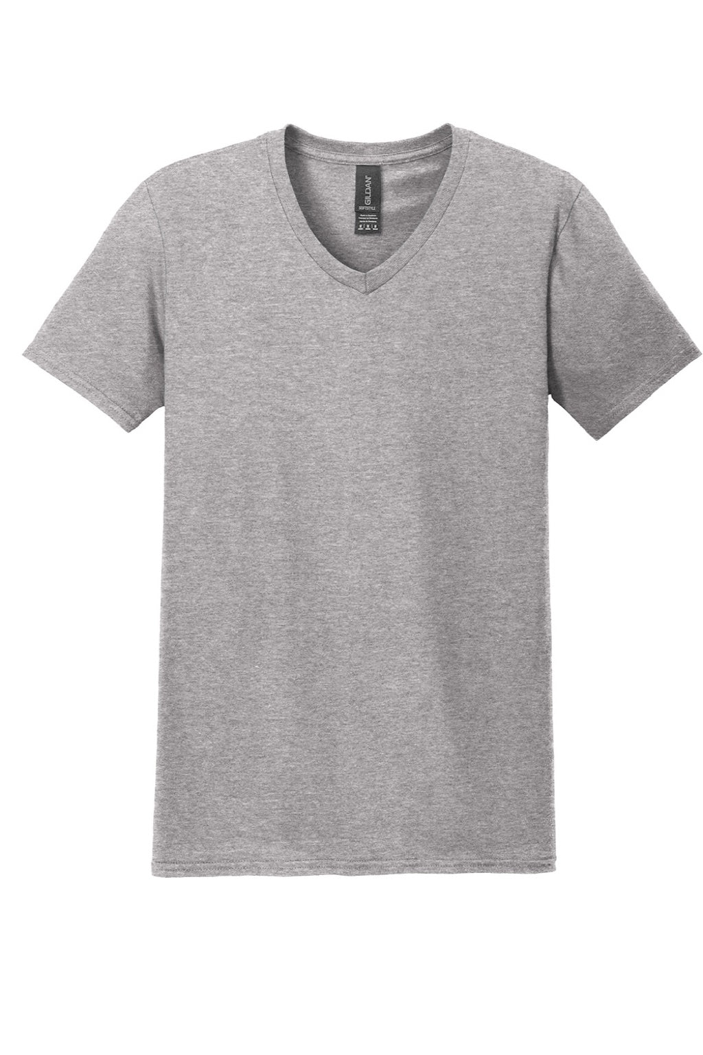 Gildan 64V00 Mens Softstyle Short Sleeve V-Neck T-Shirt Sport Grey Flat Front