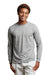 Russell Athletic 64LTTM Mens Dri-Power Moisture Wicking Performance Long Sleeve Crewneck T-Shirt Oxford Grey Model Front