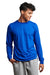 Russell Athletic 64LTTM Mens Dri-Power Moisture Wicking Performance Long Sleeve Crewneck T-Shirt Royal Blue Model Front