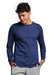 Russell Athletic 64LTTM Mens Dri-Power Moisture Wicking Performance Long Sleeve Crewneck T-Shirt Navy Blue Model Front