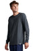 Russell Athletic 64LTTM Mens Dri-Power Moisture Wicking Performance Long Sleeve Crewneck T-Shirt Heather Black Model Front