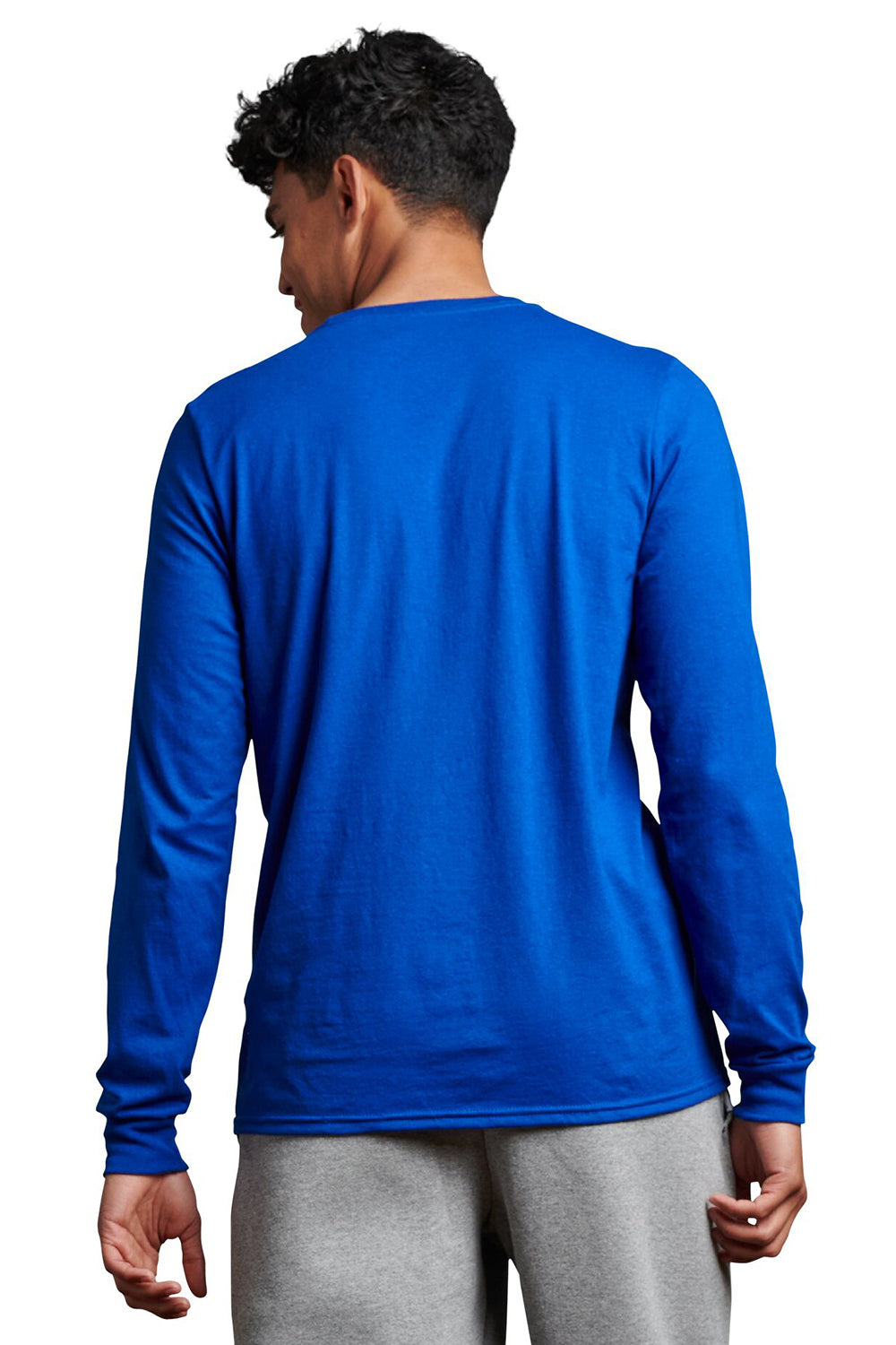 Russell Athletic 64LTTM Mens Dri-Power Moisture Wicking Performance Long Sleeve Crewneck T-Shirt Royal Blue Model Back