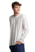 Russell Athletic 64LTTM Mens Dri-Power Moisture Wicking Performance Long Sleeve Crewneck T-Shirt White Model Side