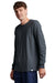 Russell Athletic 64LTTM Mens Dri-Power Moisture Wicking Performance Long Sleeve Crewneck T-Shirt Heather Black Model Side