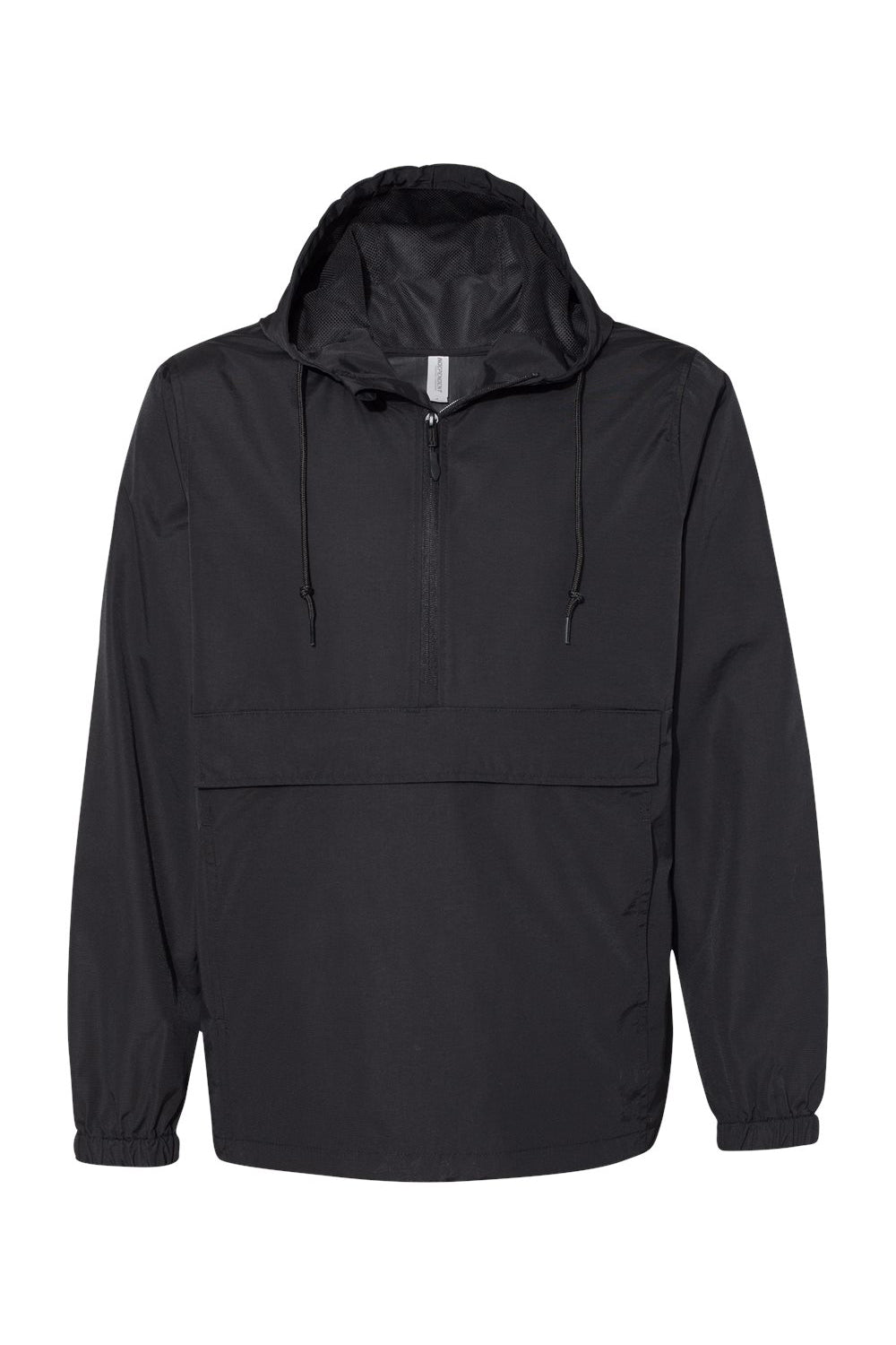 Independent Trading Co. EXP94NAW Mens Nylon Hooded Anorak Jacket Black Flat Front