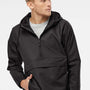 Independent Trading Company Mens 1/4 Zip Waterproof Hooded Anorak Jacket - Black