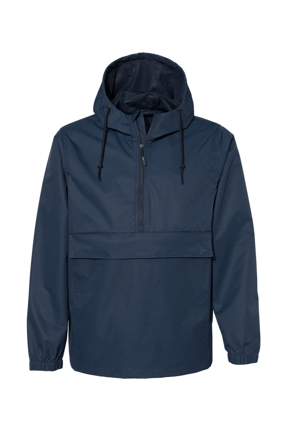 Independent Trading Company EXP94NAW Mens 1/4 Zip Waterproof Hooded Anorak Jacket Classic Navy Blue Flat Front