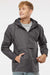 Independent Trading Company EXP94NAW Mens 1/4 Zip Waterproof Hooded Anorak Jacket Graphite Grey Model Front