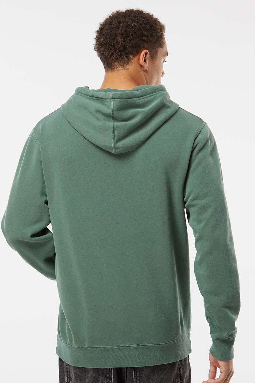 Independent Trading Company PRM4500 Mens Pigment Dyed Hooded Sweatshirt Hoodie w/ Pouch Pocket Alpine Green Model Back