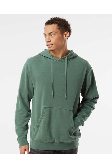 Independent Trading Co. PRM4500 Mens Pigment Dyed Hooded Sweatshirt Hoodie Alpine Green Model Front