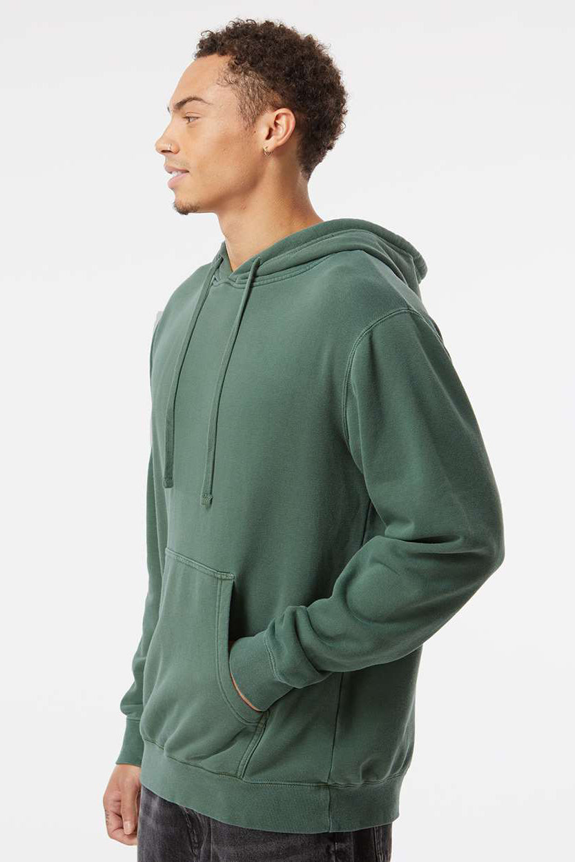Independent Trading Company PRM4500 Mens Pigment Dyed Hooded Sweatshirt Hoodie w/ Pouch Pocket Alpine Green Model Side