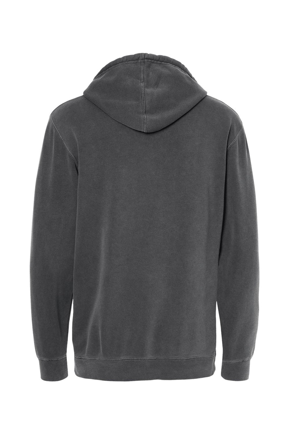 Independent Trading Company PRM4500 Mens Pigment Dyed Hooded Sweatshirt Hoodie w/ Pouch Pocket Black Flat Back