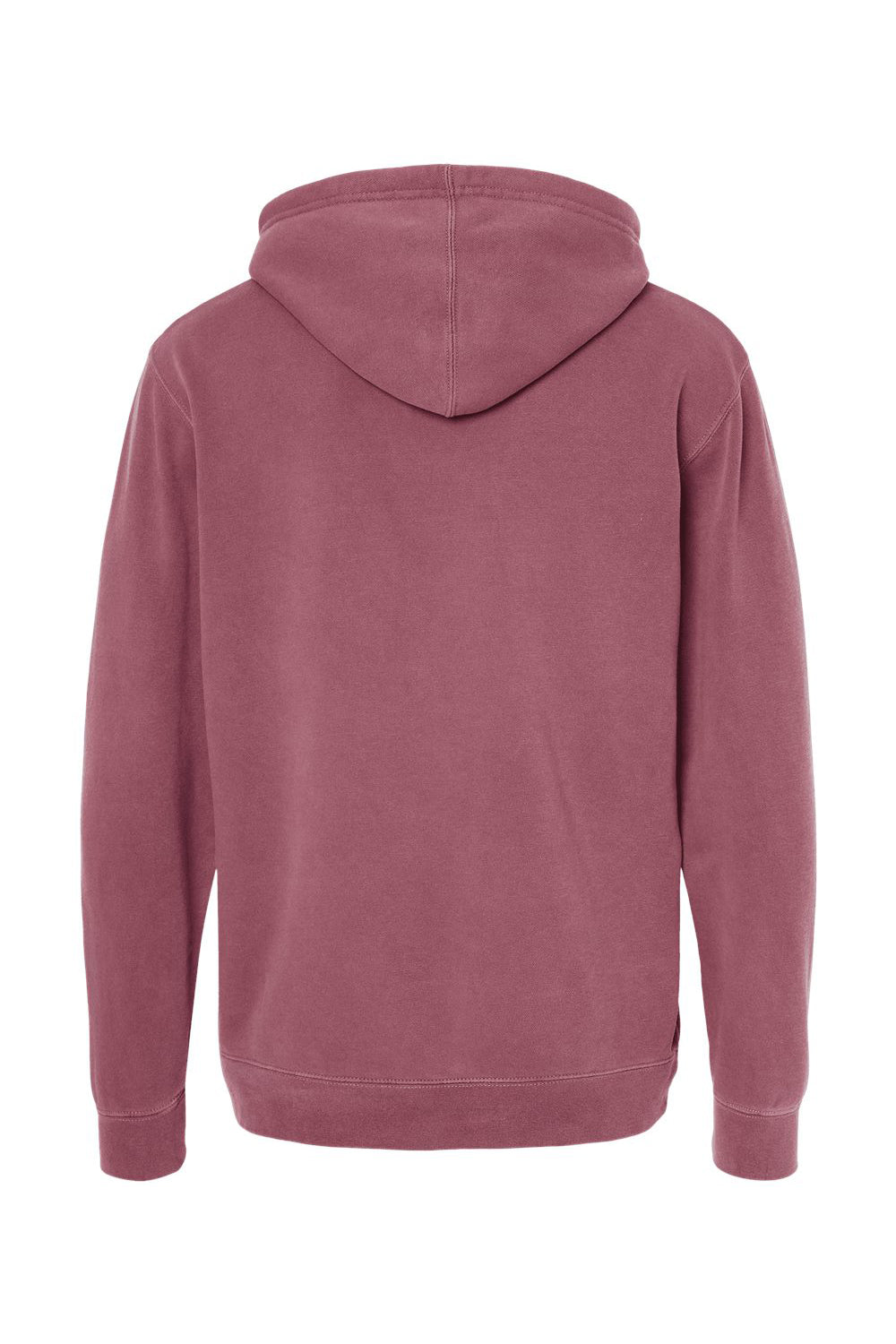 Independent Trading Company PRM4500 Mens Pigment Dyed Hooded Sweatshirt Hoodie w/ Pouch Pocket Maroon Flat Back