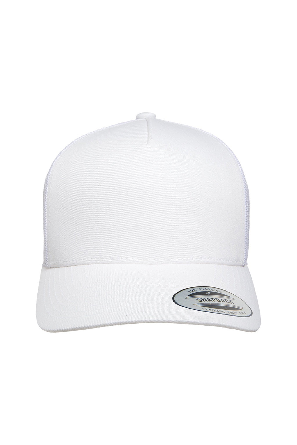 Yupoong Hats 6506 Mens Adjustable Trucker Hat White Flat Front