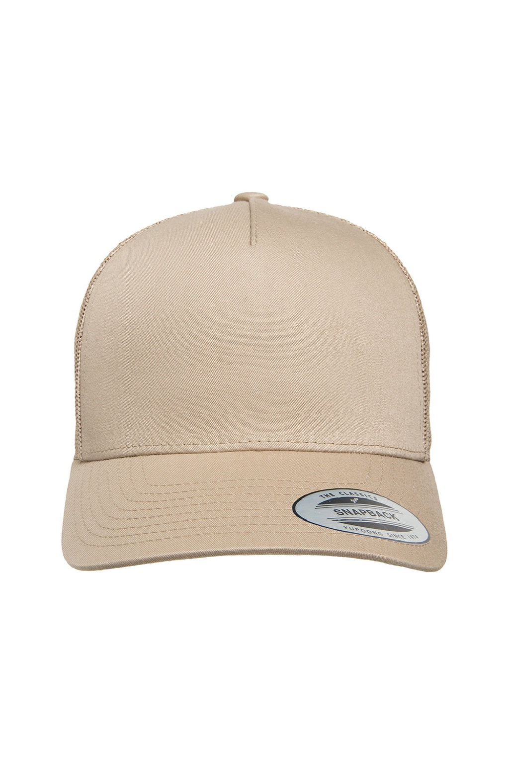 Yupoong Hats 6506 Mens Adjustable Trucker Hat Khaki Flat Front