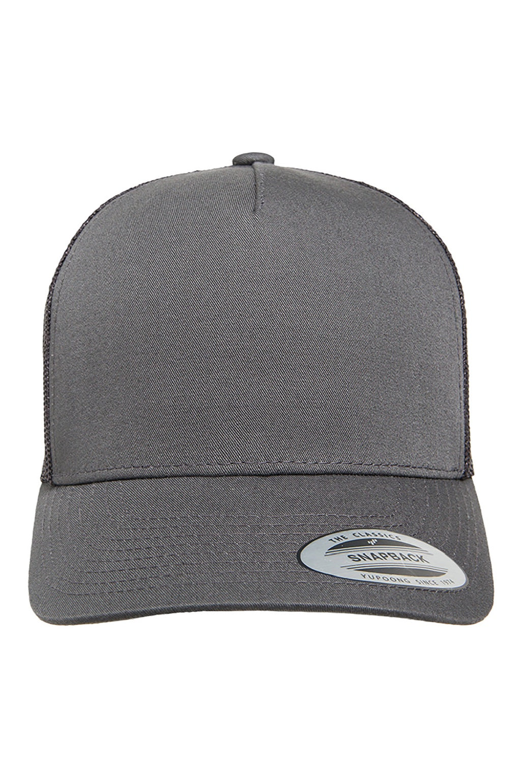 Yupoong Hats 6506 Mens Adjustable Trucker Hat Charcoal Grey Flat Front