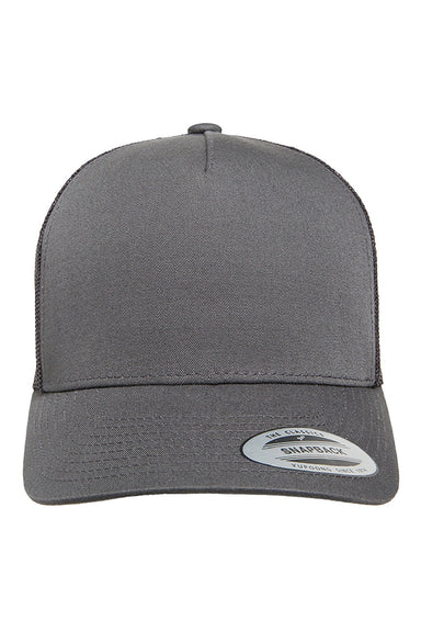 Yupoong Hats 6506 Mens Adjustable Trucker Hat Charcoal Grey Flat Front