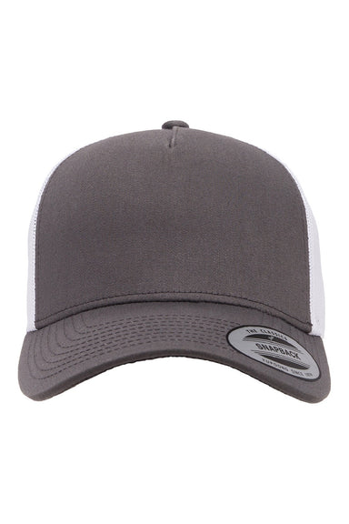 Yupoong Hats 6506 Mens Adjustable Trucker Hat Charcoal Grey/White Flat Front