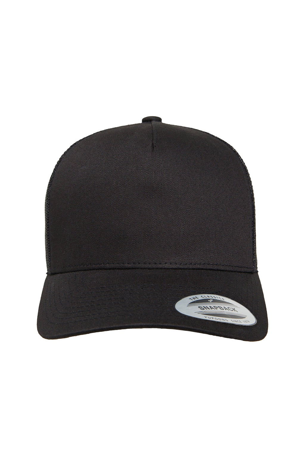 Yupoong Hats 6506 Mens Adjustable Trucker Hat Black Flat Front