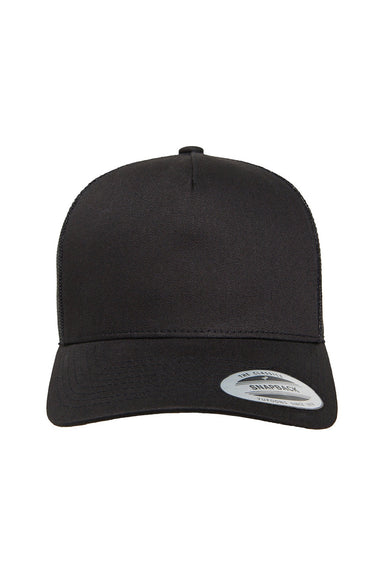 Yupoong Hats 6506 Mens Adjustable Trucker Hat Black Flat Front