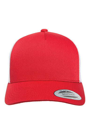Yupoong Hats 6506 Mens Adjustable Trucker Hat Red/White Flat Front