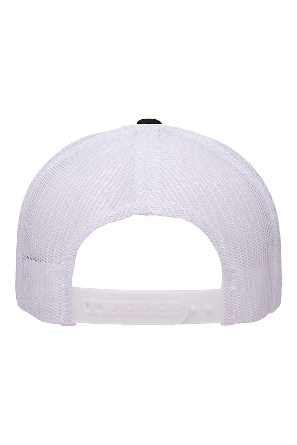 Yupoong Hats 6506 Mens Adjustable Trucker Hat Black/White Flat Back