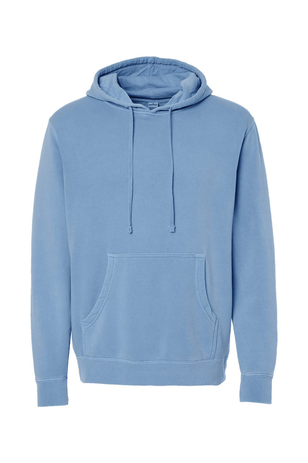 Independent Trading Company PRM4500 Mens Pigment Dyed Hooded Sweatshirt Hoodie w/ Pouch Pocket Light Blue Flat Front